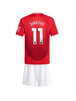 Manchester United Joshua Zirkzee #11 Heimtrikotsatz für Kinder 2024-25 Kurzarm (+ Kurze Hosen)